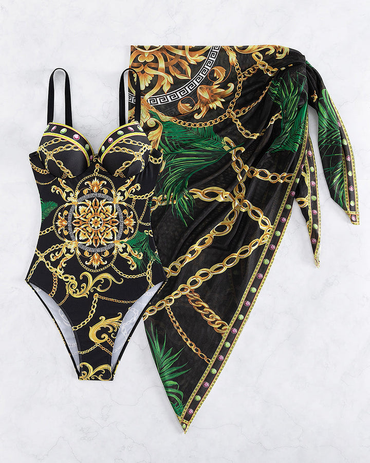 Darius | Maillot de bain une pièce avec effet push-up et pareo assorti