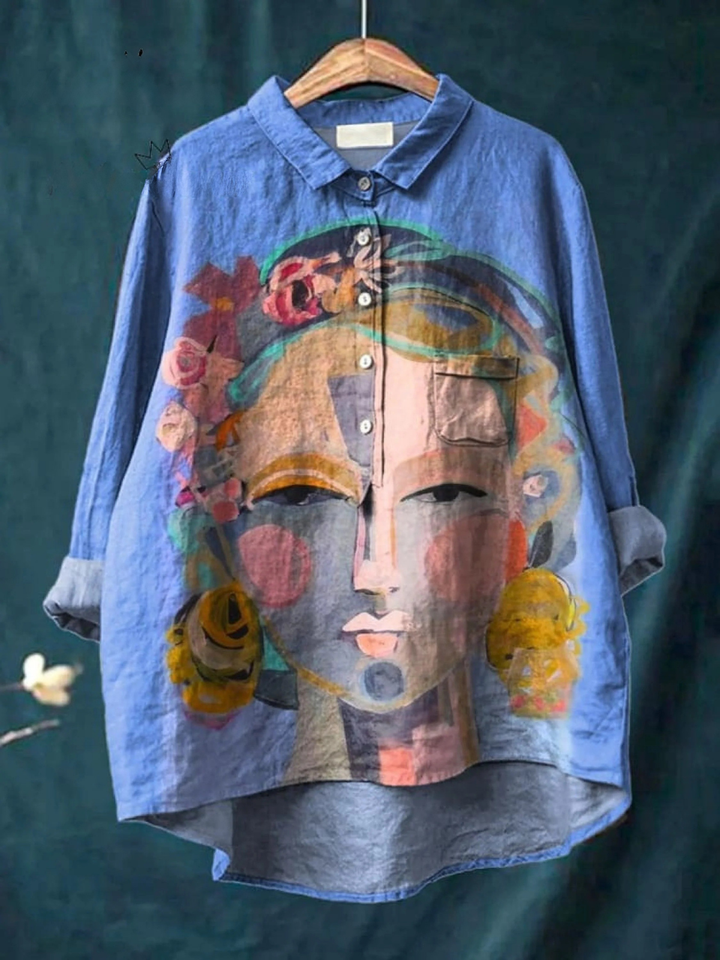 Eugen | T-shirt décontracté imprimé portrait de Freda en peinture à l'huile