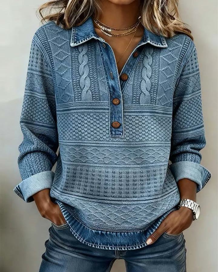 Doriane | Sweat-shirt à demi-boutonnage avec col élégant