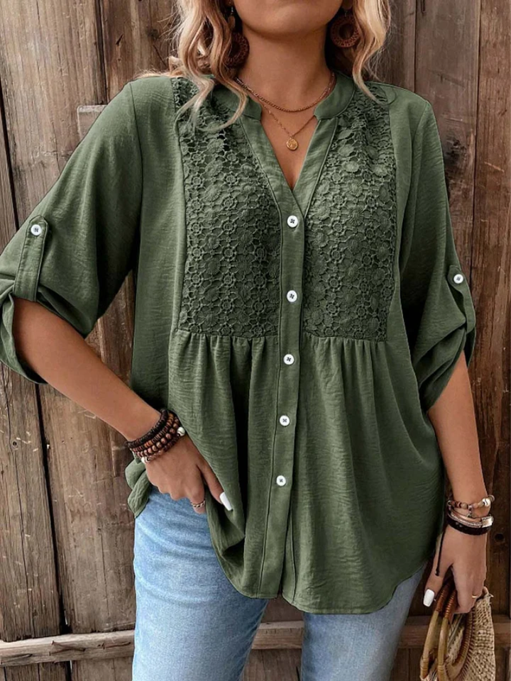 Noelle | Blouse avec col en V et boutons