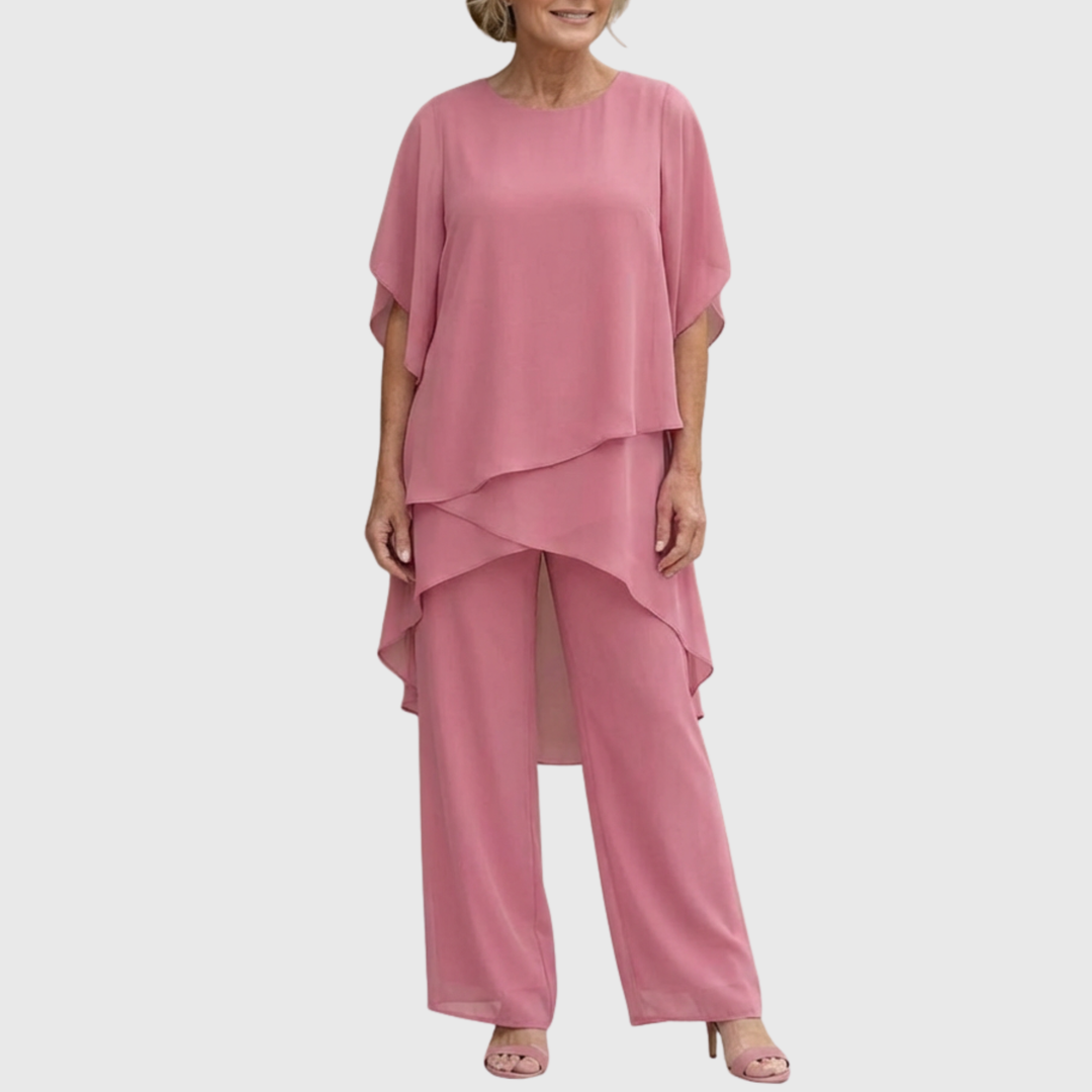 Lisette | Costume avec pantalons palazzo drapés