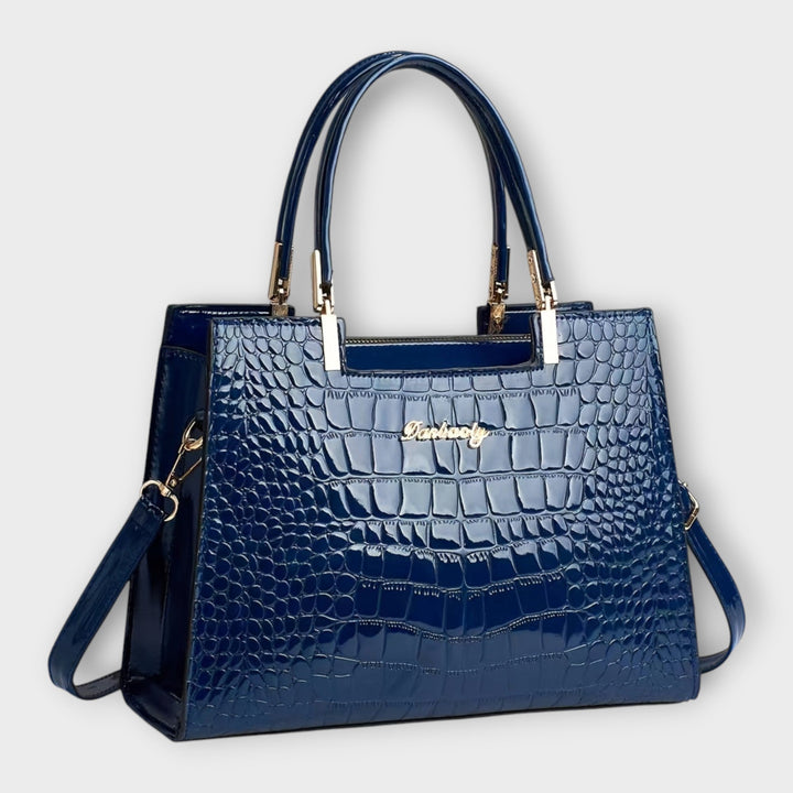 Léa | Sac à main en cuir croco brillant