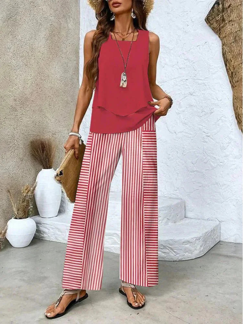 Orianna | Ensemble Haut Sans Manches et Pantalons Larges