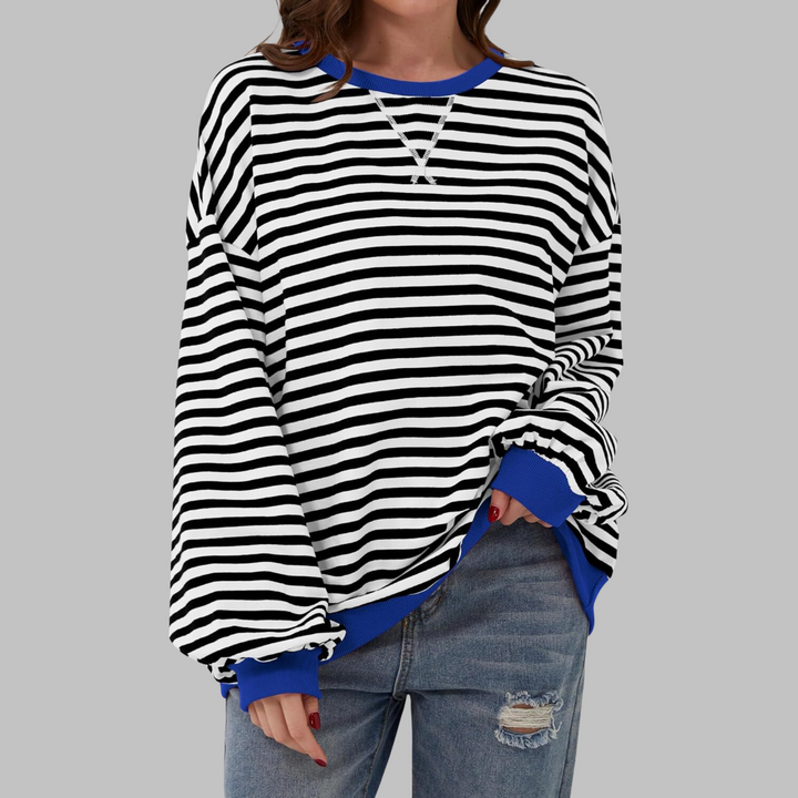 Sélina  | Sweat-shirt à manches longues rayé avec col rond