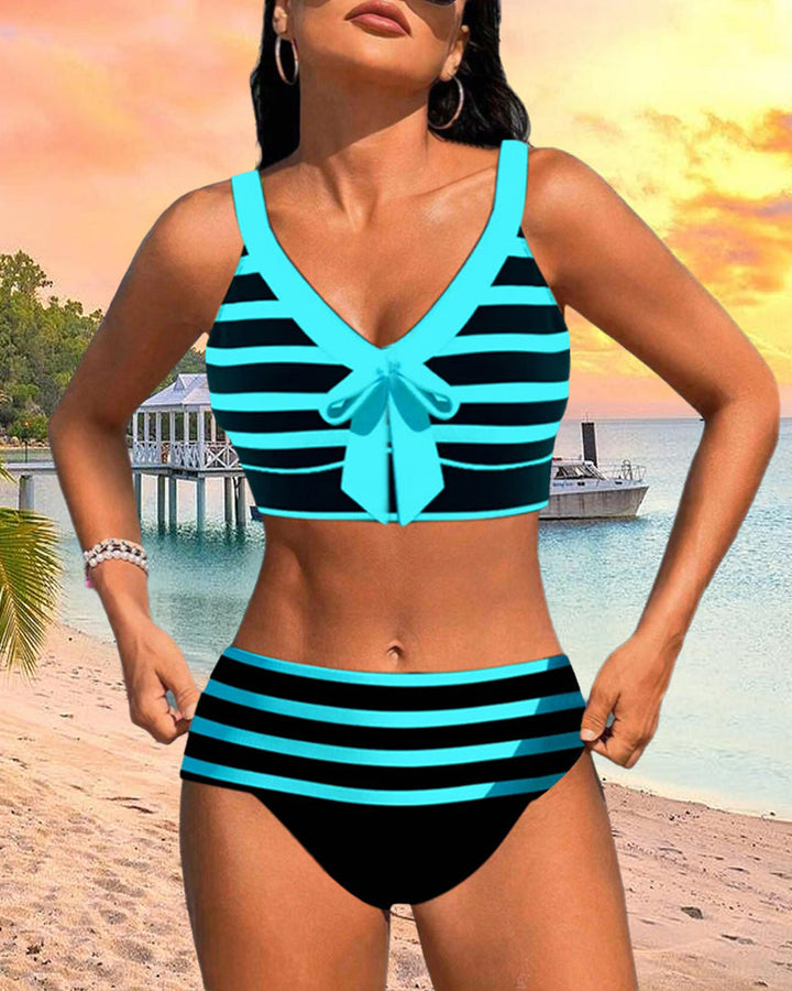 Lula | Bikini rayé à taille haute