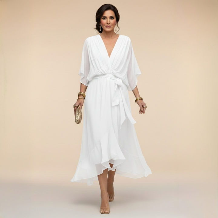 Myrtille | ROBE EN CHIFFON AVEC DÉCOLLETÉ EN V
