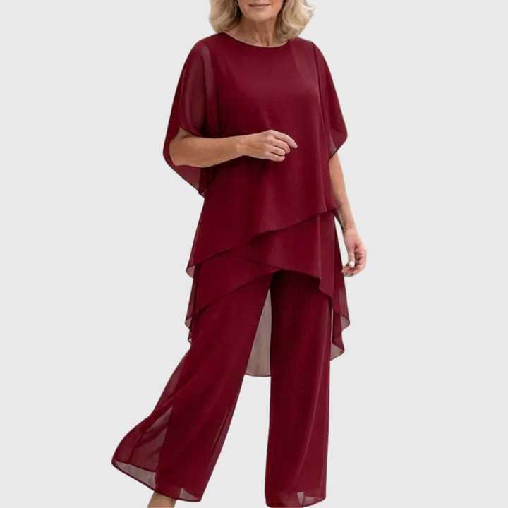 Lisette | Costume avec pantalons palazzo drapés