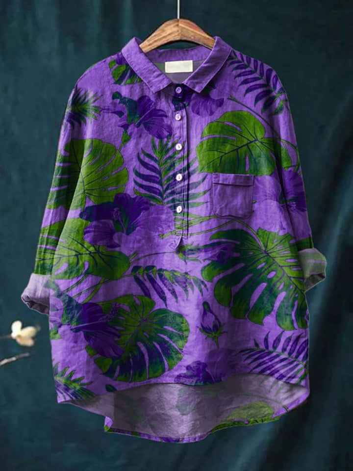 Isaline | Chemise décontractée à imprimé tropical pour femmes