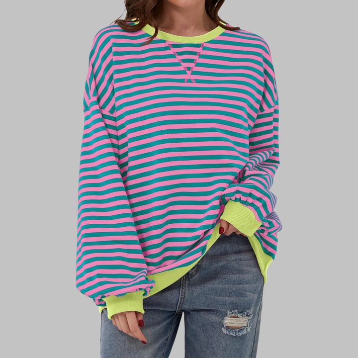 Sélina  | Sweat-shirt à manches longues rayé avec col rond