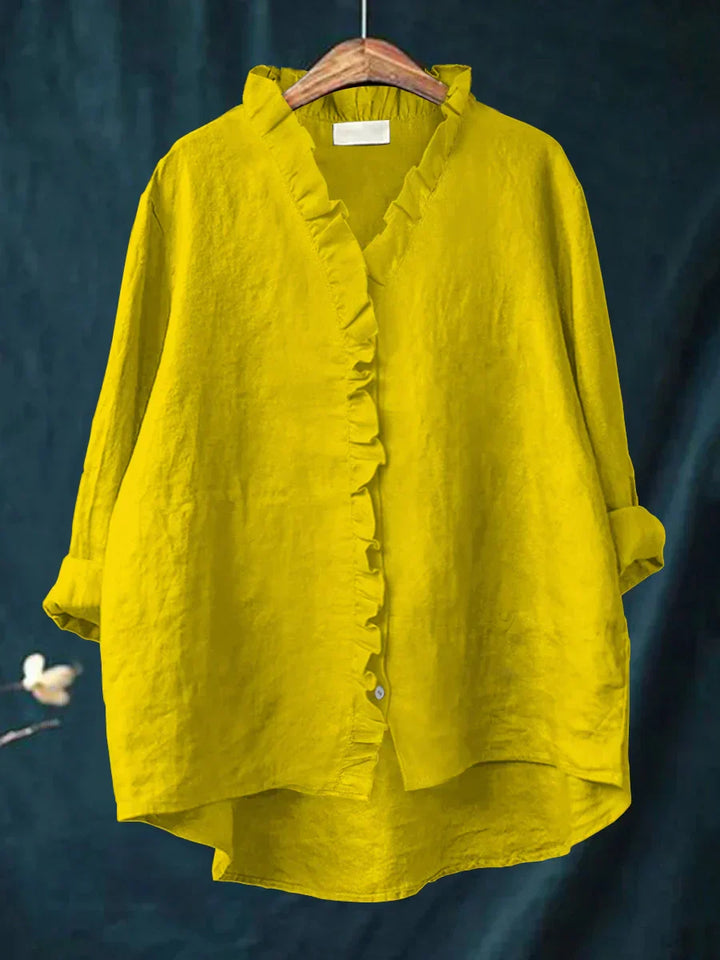 Malika | Blouse en Coton et Lin avec Volants
