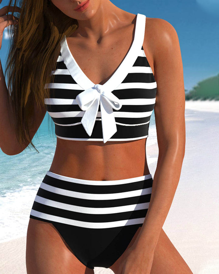 Lula | Bikini rayé à taille haute