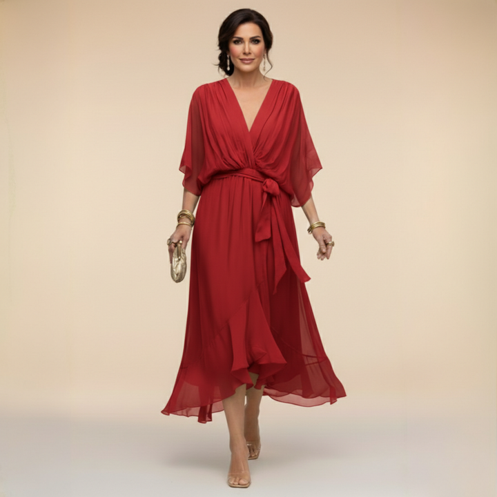 Myrtille | ROBE EN CHIFFON AVEC DÉCOLLETÉ EN V