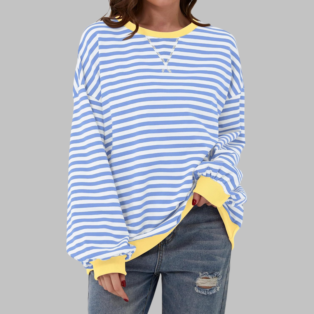 Sélina  | Sweat-shirt à manches longues rayé avec col rond