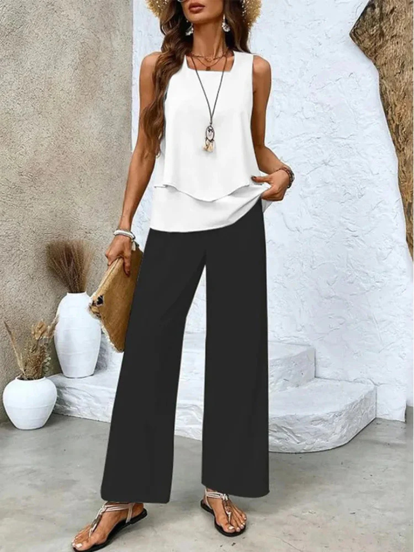 Orianna | Ensemble Haut Sans Manches et Pantalons Larges