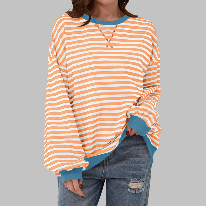 Sélina  | Sweat-shirt à manches longues rayé avec col rond