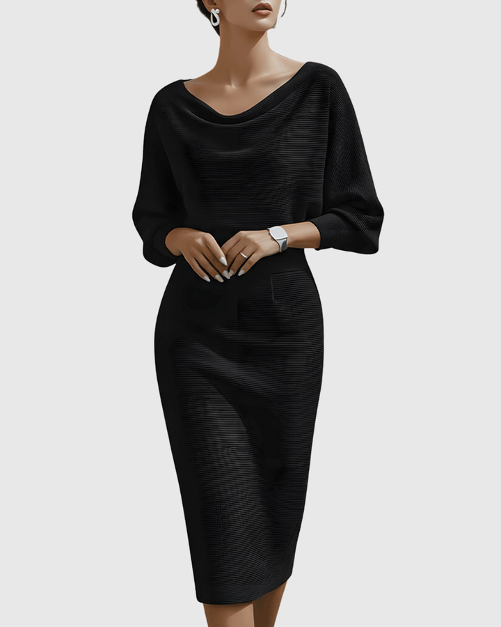 Ismeria | Robe Midi Drapée à Manches Chauve-Souris Blanche