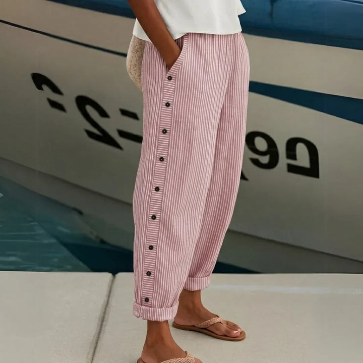 Cybèle | Pantalon à boutons rayé élégant