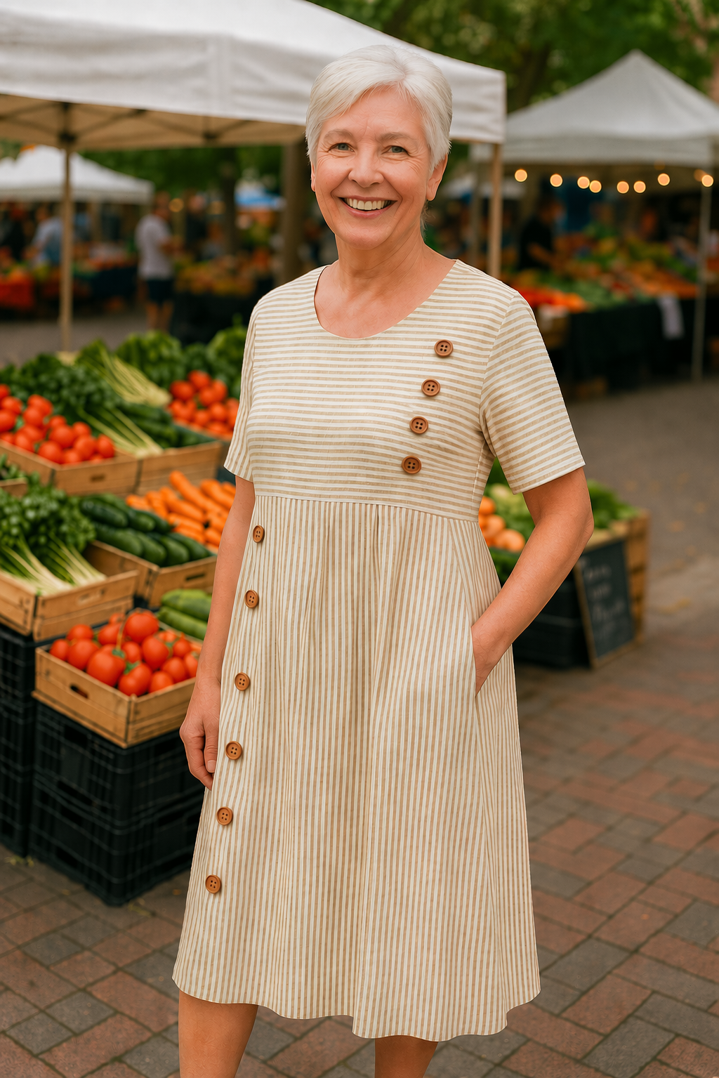 Belline | Robe midi rayée confortable et élégante