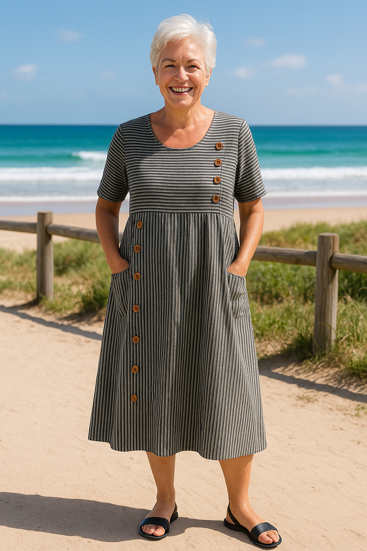 Belline | Robe midi rayée confortable et élégante