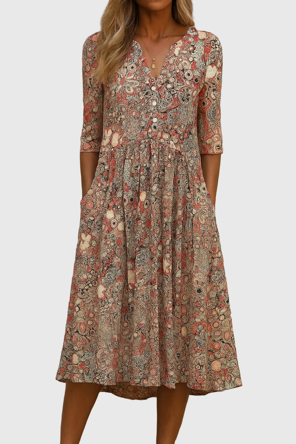 Harlow | Élégance Midi Robe V-Cou Gracieuse