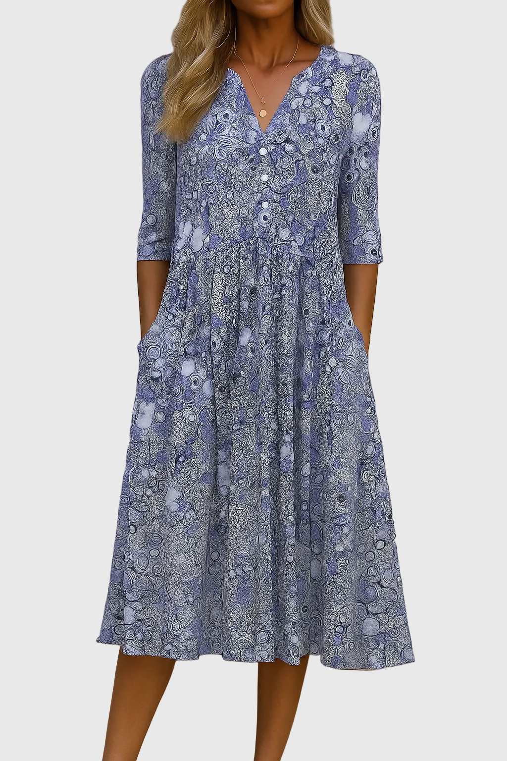 Harlow | Élégance Midi Robe V-Cou Gracieuse