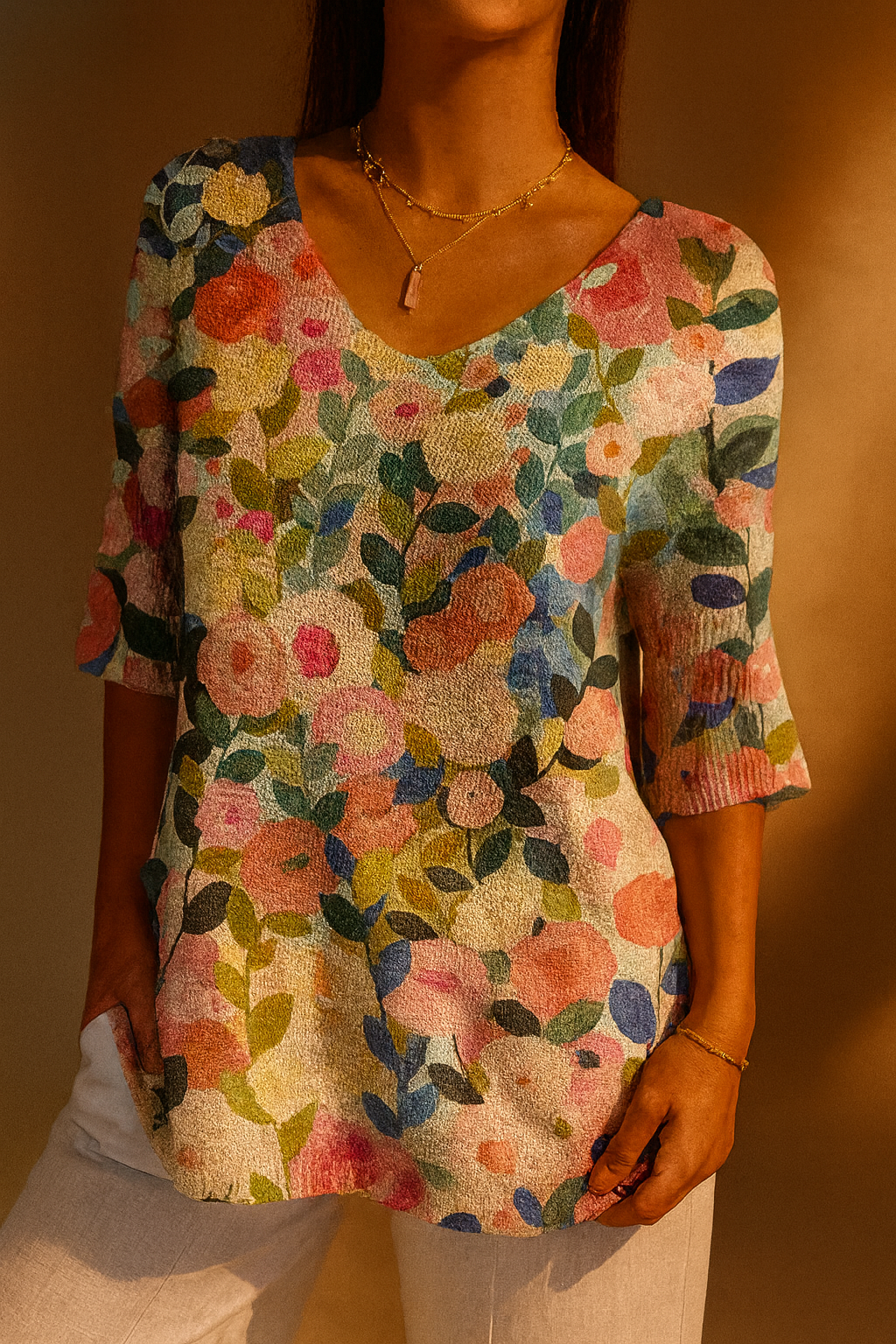 Florence | Pull en tricot imprimé floral coloré pour femmes