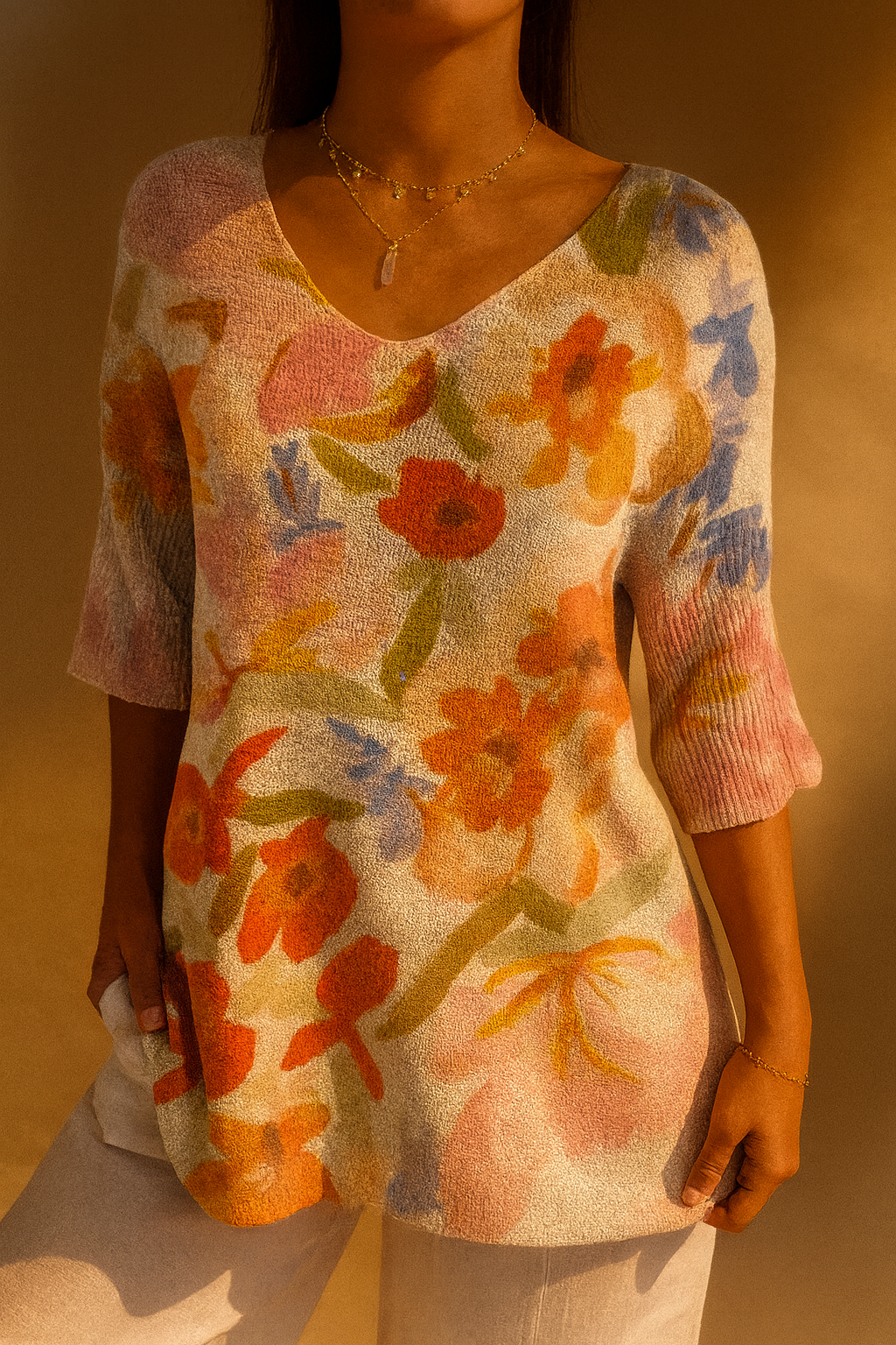 Sofie | Pull en maille décontracté floral vintage pour femmes