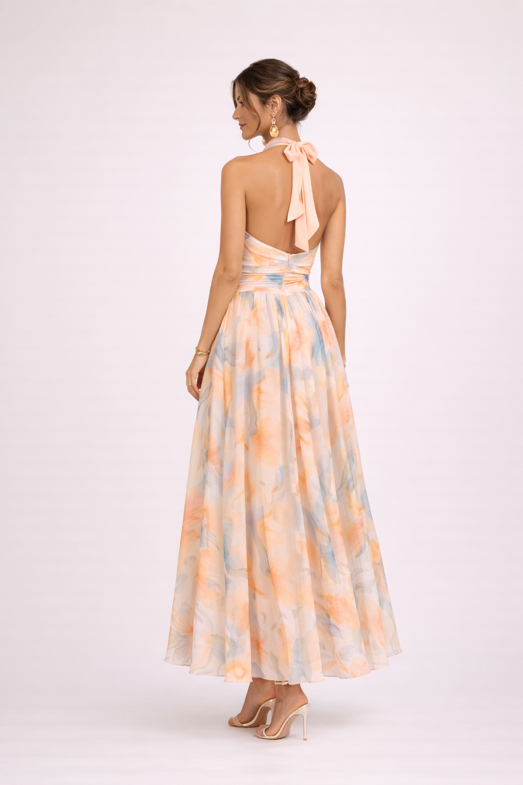 Cerise | Robe Halter Aquarelle