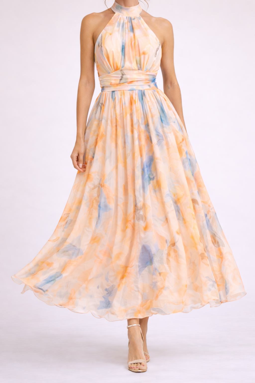 Cerise | Robe Halter Aquarelle
