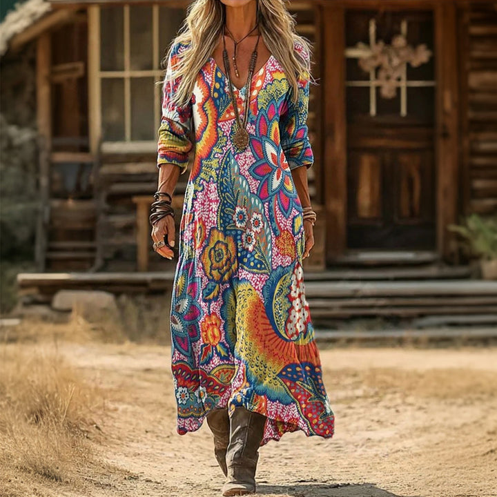 Béatrix | Robe décontractée à manches longues inspirée du vintage