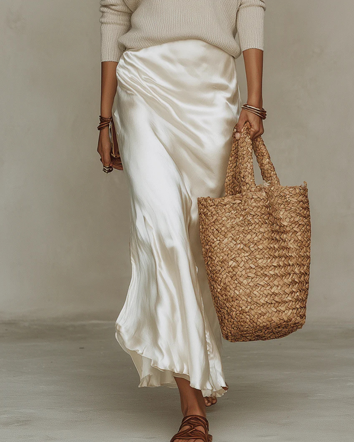 Ethel | Robe Midi Satinée avec Pull Inclus