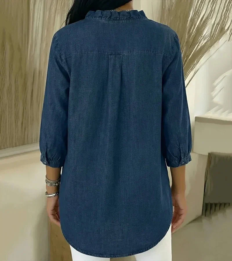 Clémence | Blouse fluide col V volanté