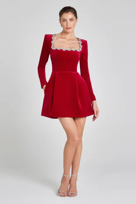 Sarah | Robe Mini En Velours