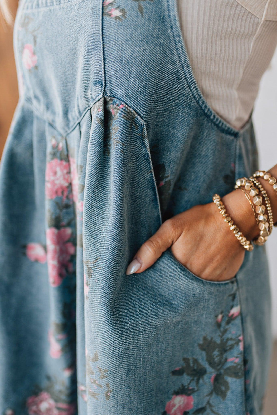 Léonie-Rose | Salopette en denim floral