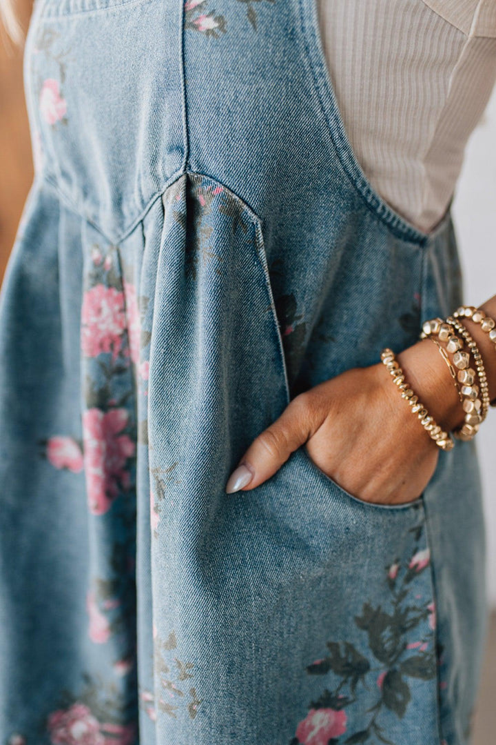 Léonie-Rose | Salopette en denim floral