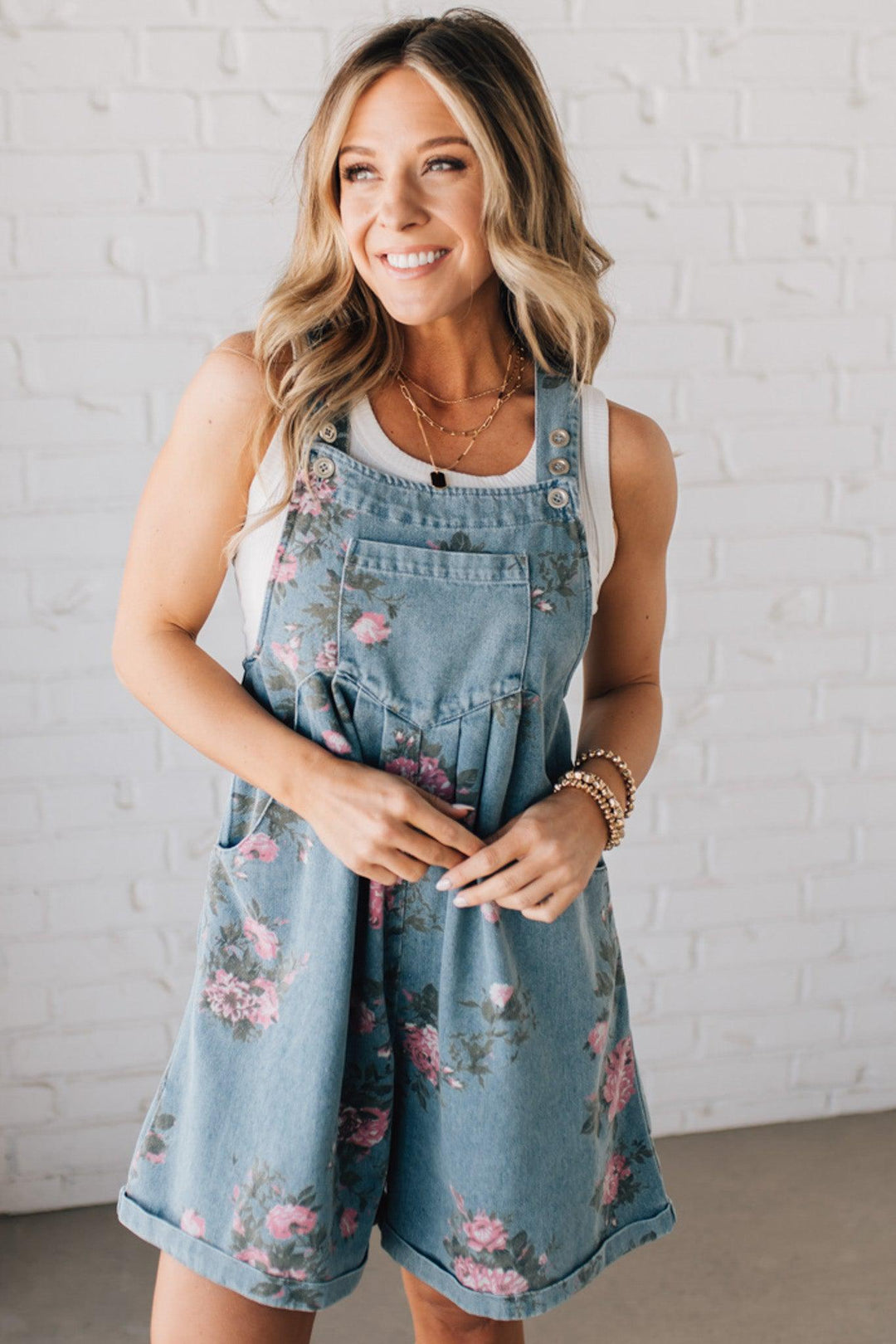 Léonie-Rose | Salopette en denim floral