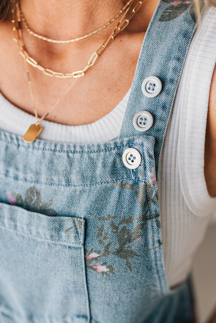 Léonie-Rose | Salopette en denim floral