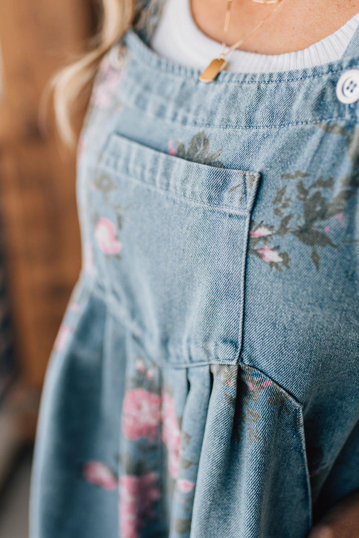 Léonie-Rose | Salopette en denim floral