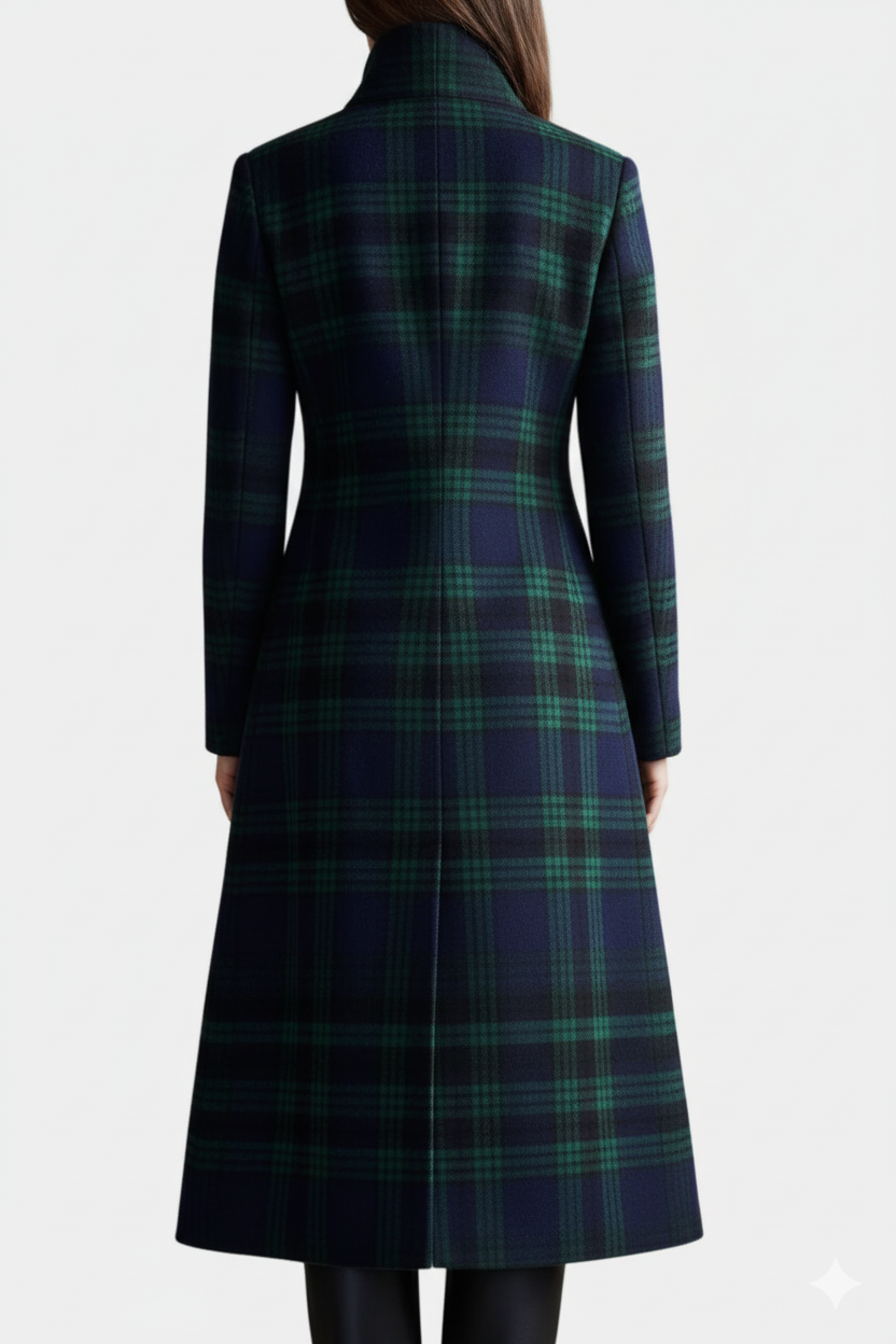 Madeleine | Manteau mi-long carreaux élégant
