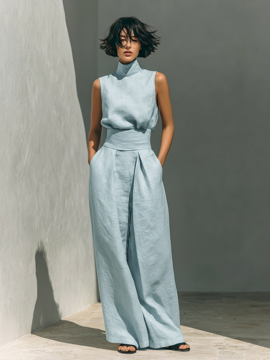 Amara | Ensemble minimaliste blouse et pantalon fluide