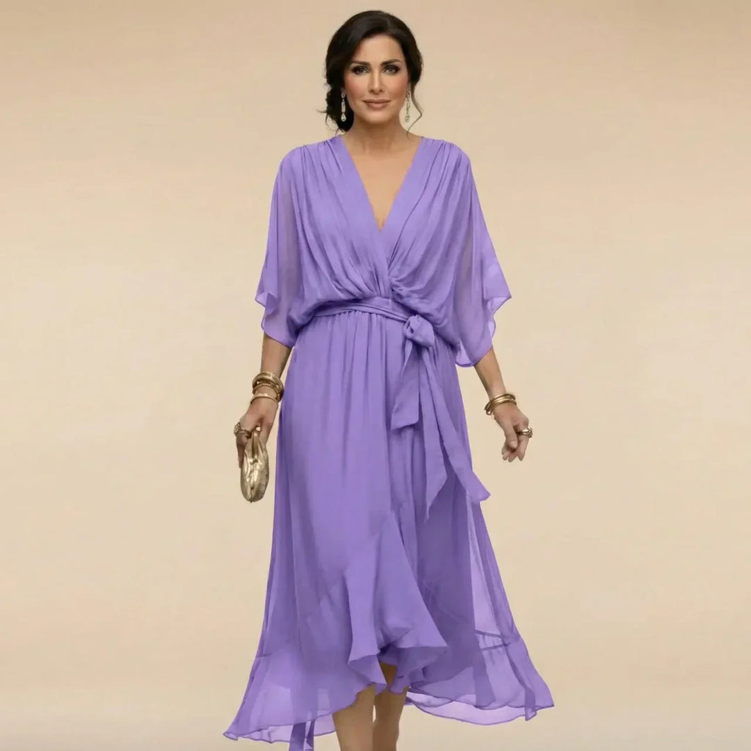 Myrtille | ROBE EN CHIFFON AVEC DÉCOLLETÉ EN V