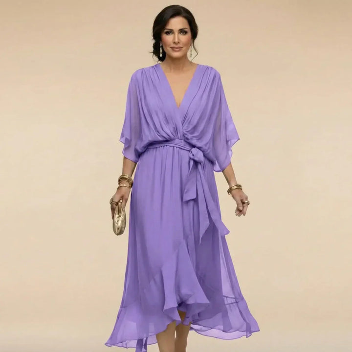 Myrtille | ROBE EN CHIFFON AVEC DÉCOLLETÉ EN V