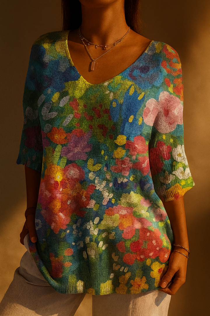 Viviane | Pull en tricot floral vintage pour femmes