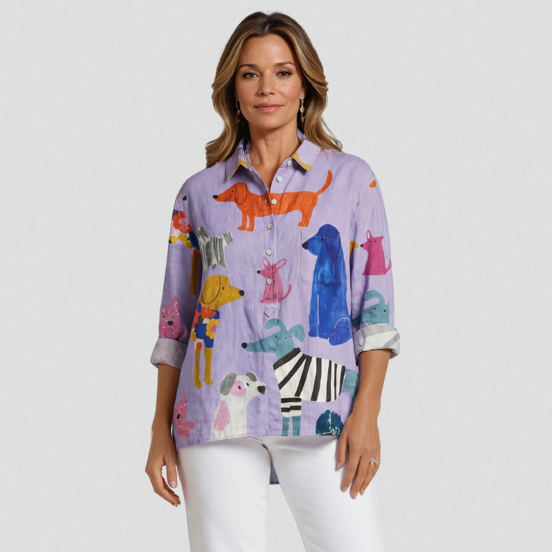 Coralie | T-shirt décontracté pour femmes avec impression d'art canin