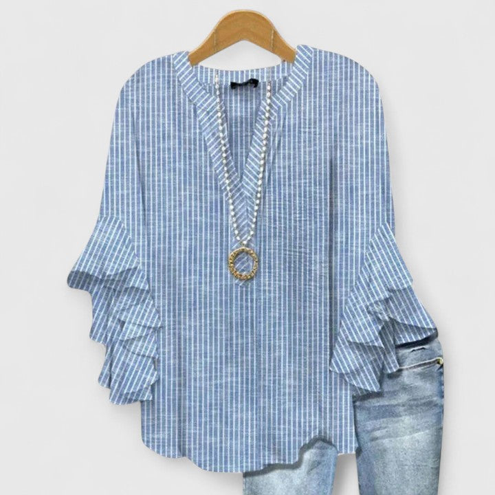 Axelle | Blouse Fluide à Imprimés Floraux et Manches Volantes