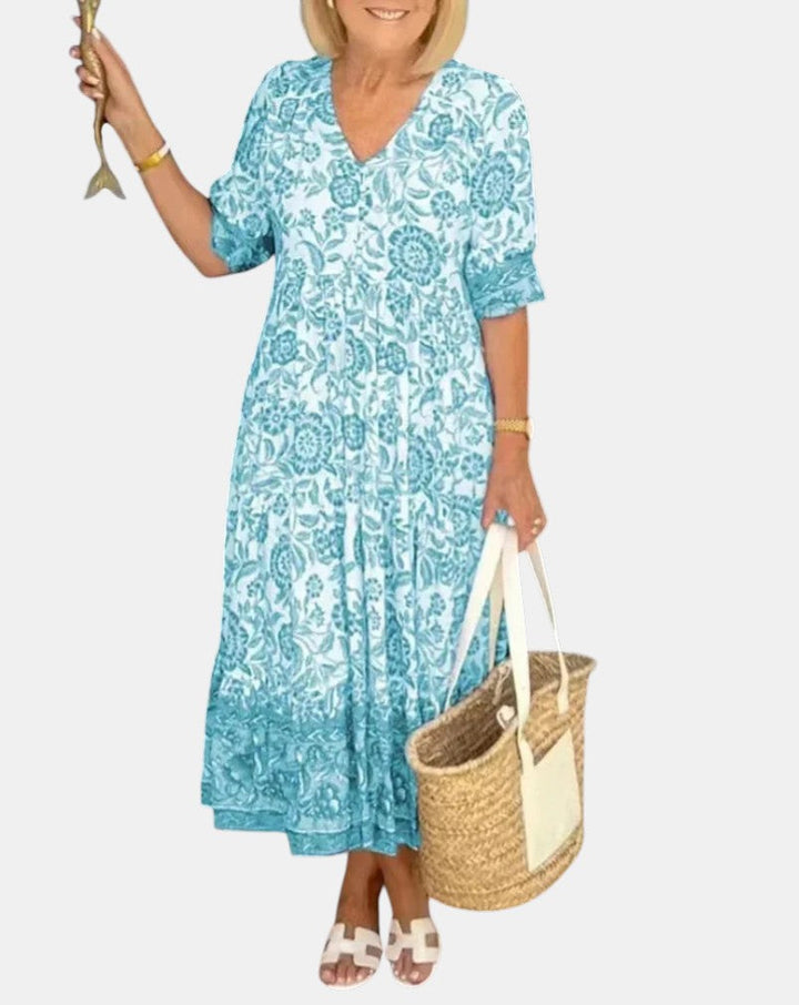 Aria | Robe Florale Élégante avec Décolleté en V