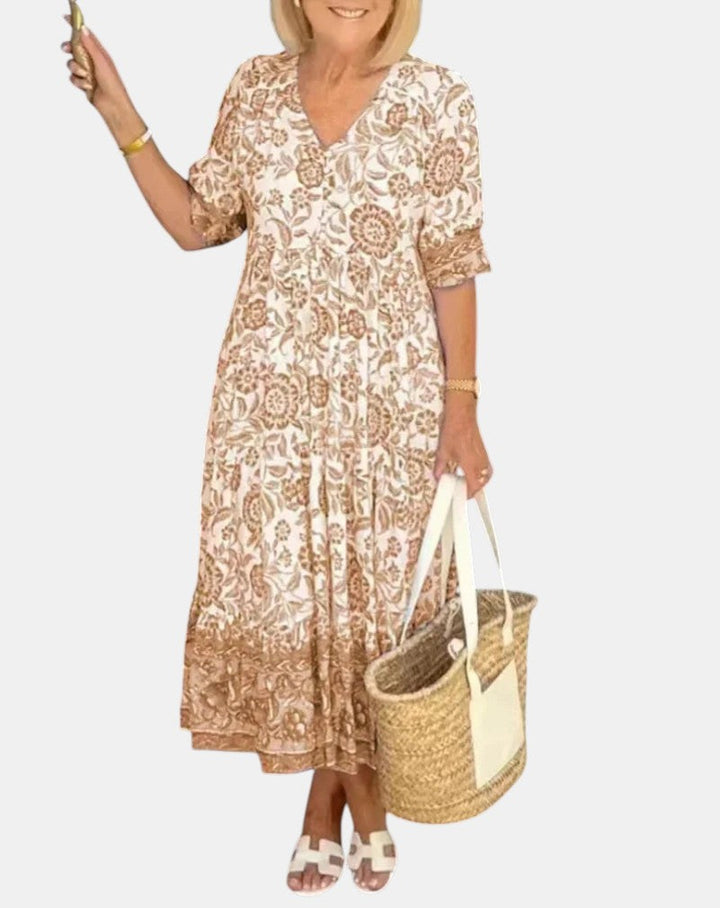Aria | Robe Florale Élégante avec Décolleté en V