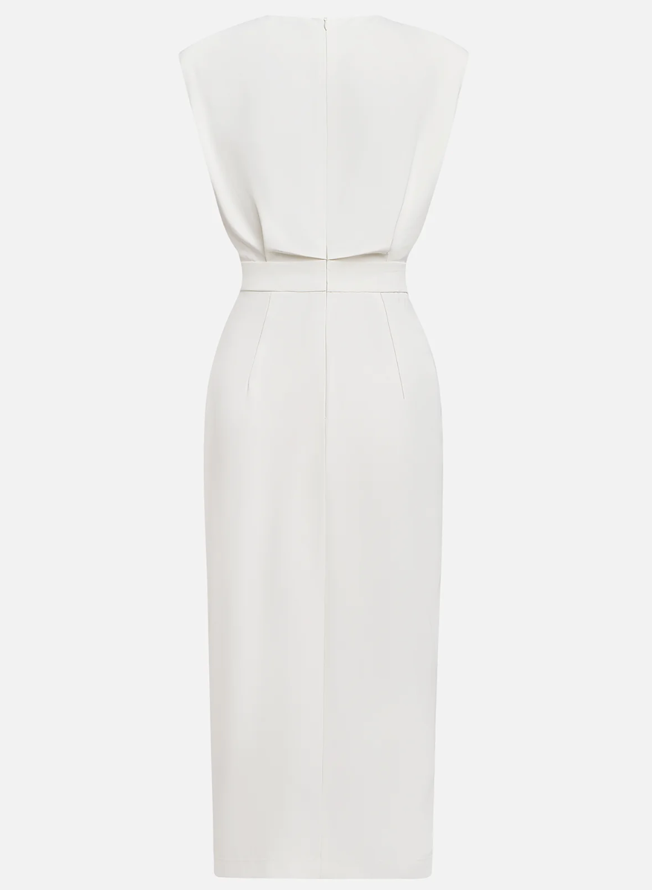 Chloé | Robe Midi Ajustée Avec Boutons Dorés
