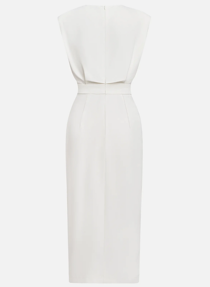 Chloé | Robe Midi Ajustée Avec Boutons Dorés