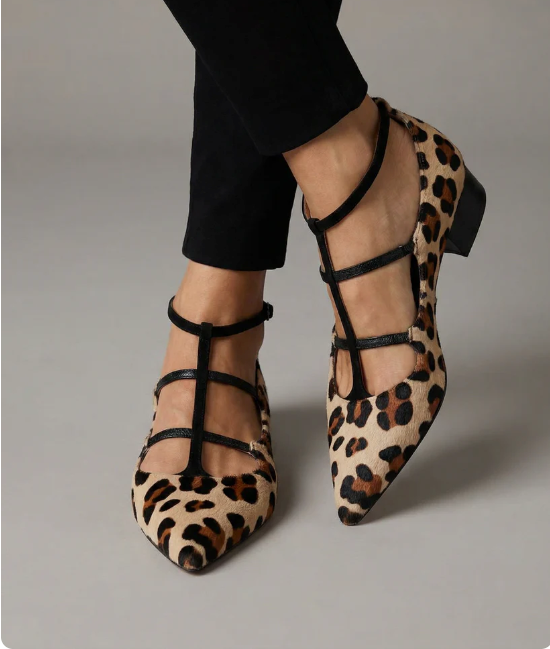 Bridgette | Talons de ballet à strap léopard